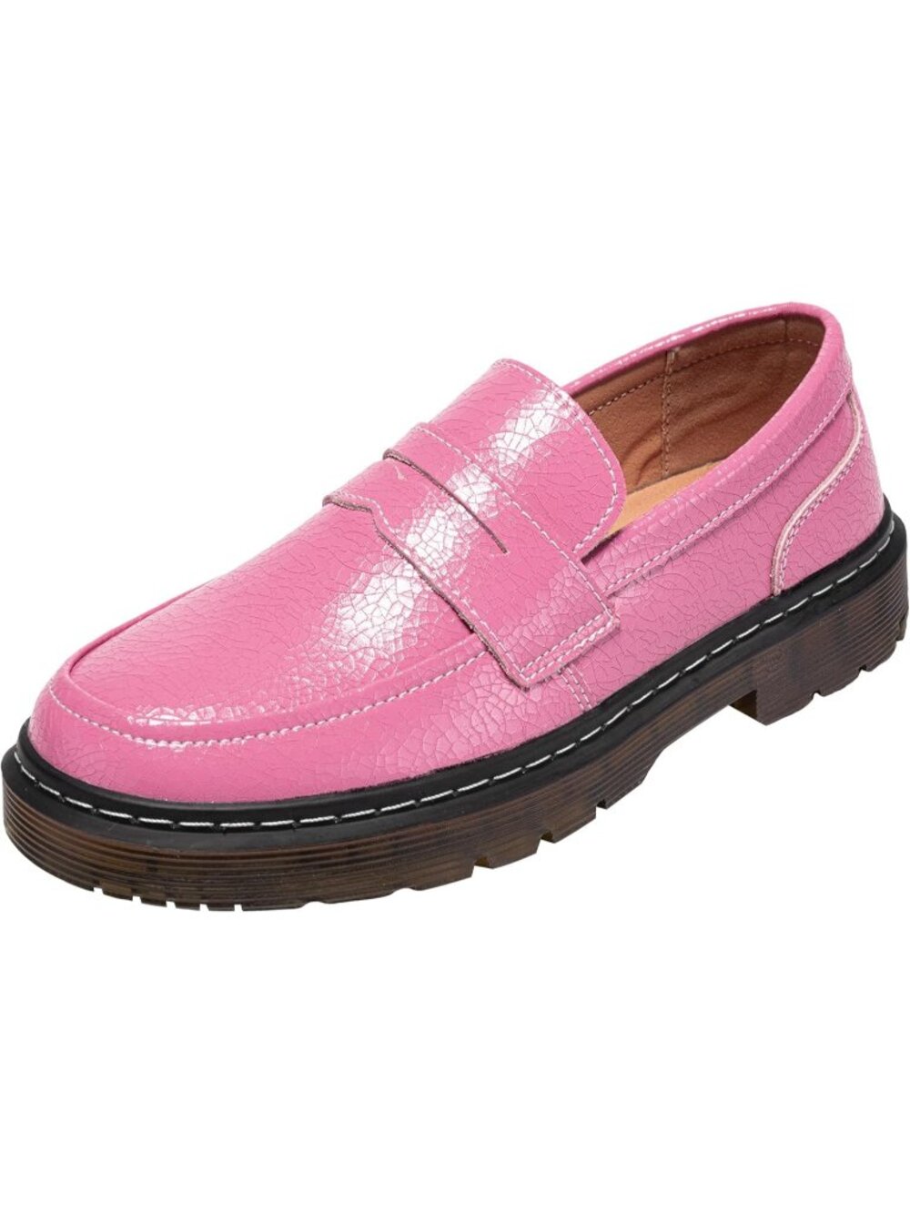 Women's Pink-croco Classic Penny Loafers Fashion Driving Moccasins Shoes - Picture 3 of 6